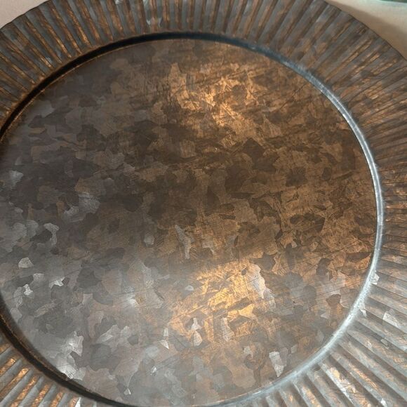 Crate & Barrel decker 6 galvanized chargers all have factory drilled ho… - Picture 2 of 5